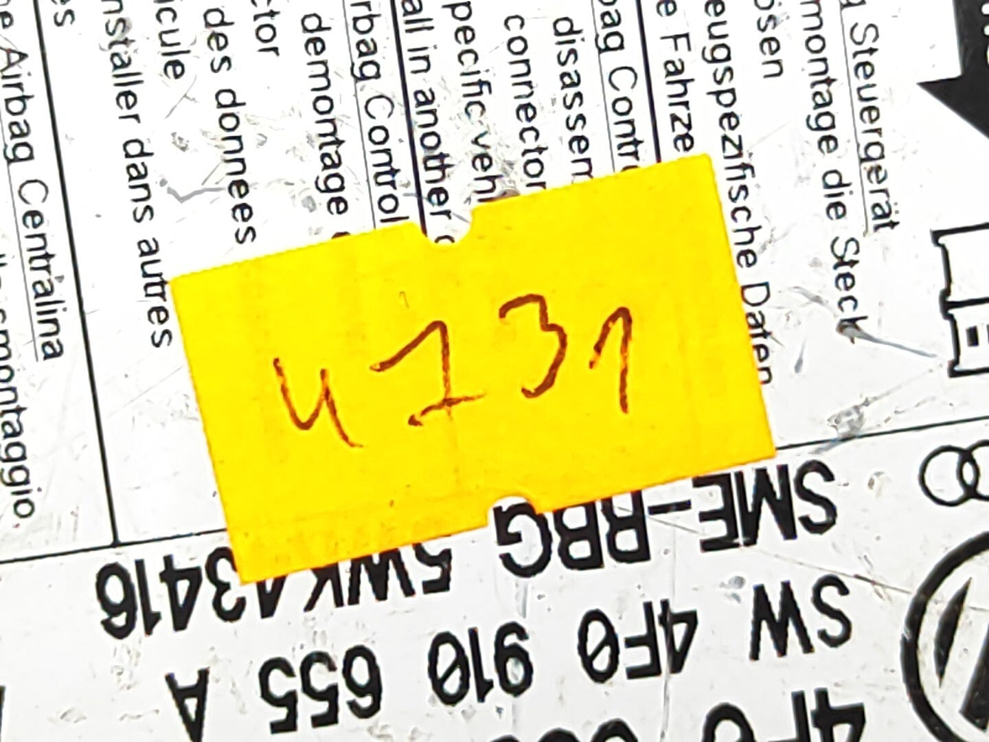 Audi A6 C6 Estate 2006 Safety System Control Module ECU 4F0959655B