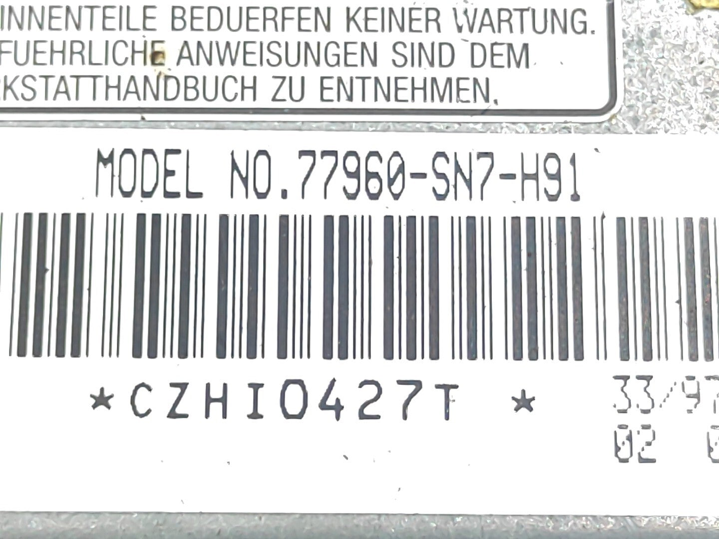 Rover 620 600 618 Safety SRS Control Module Unit 77960SN7H91