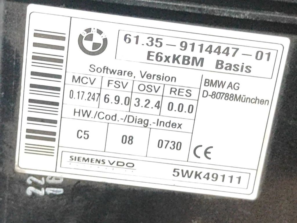 BMW 5 E60 E61 530D 2007 Comfort convenience body module 9114447 