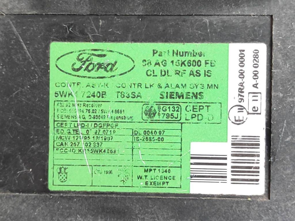 Ford Cougar 1999 Comfort convenience body module 98AG15K600FB 