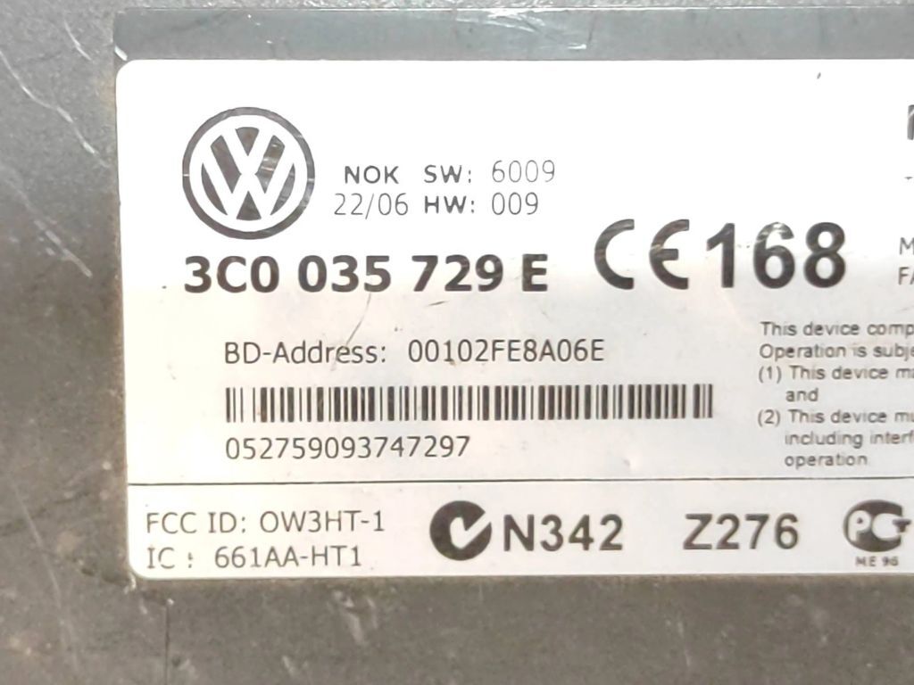 Volkswagen PASSAT B6 TFSI 2006 Phone control unit module 3C0035729E 