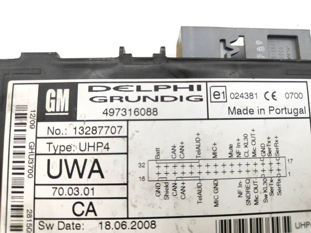 Opel Astra H 2006 Bluetooth control units modules 13287707 