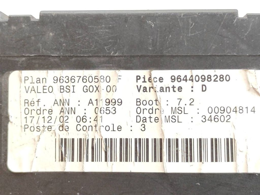Peugeot 307 2002 Fuse comfort module 9636760580F 