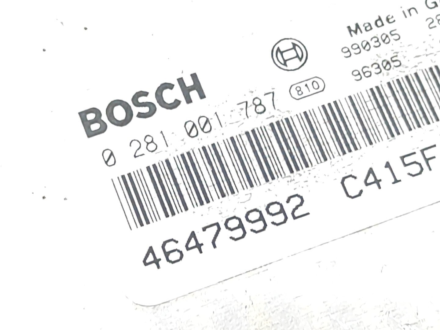 Alfa Romeo 166 2.4JTD 2001 Engine Control Module ECU 46479992 0281001787