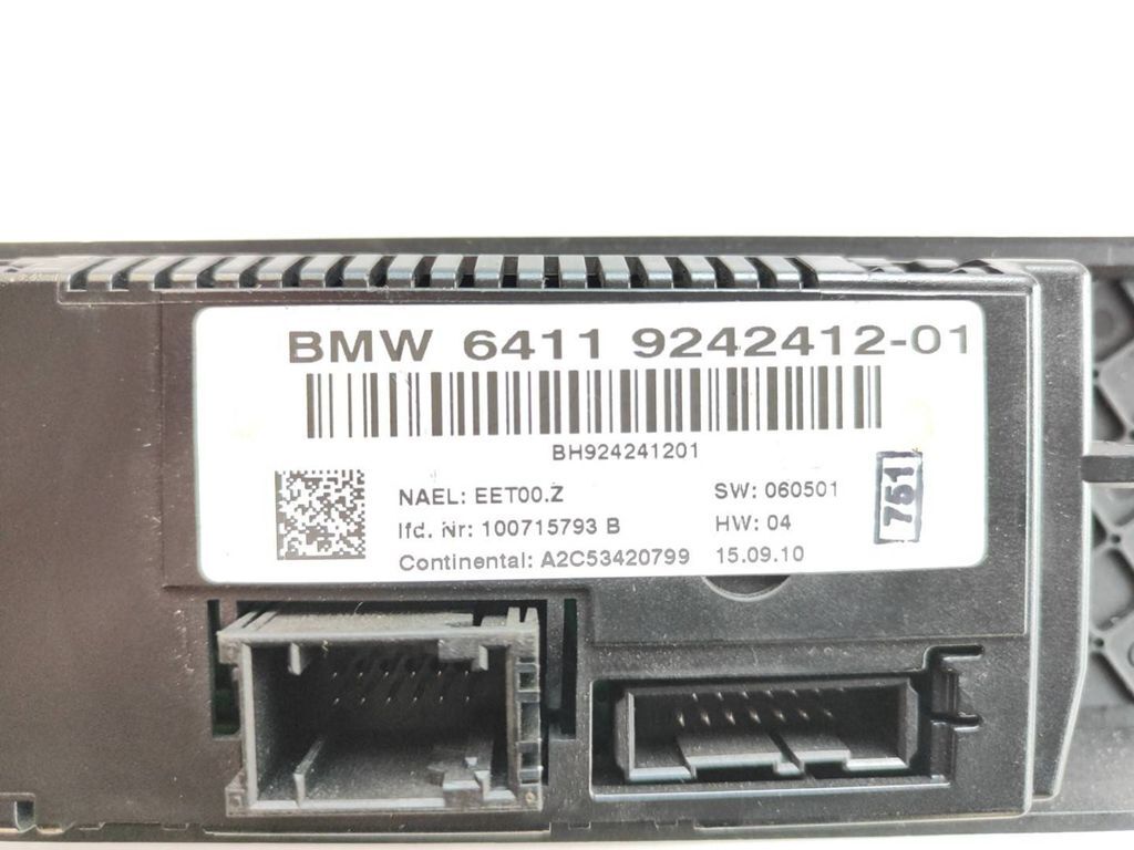 BMW 3 E92 E93 2010 Climate control unit module 9242412 