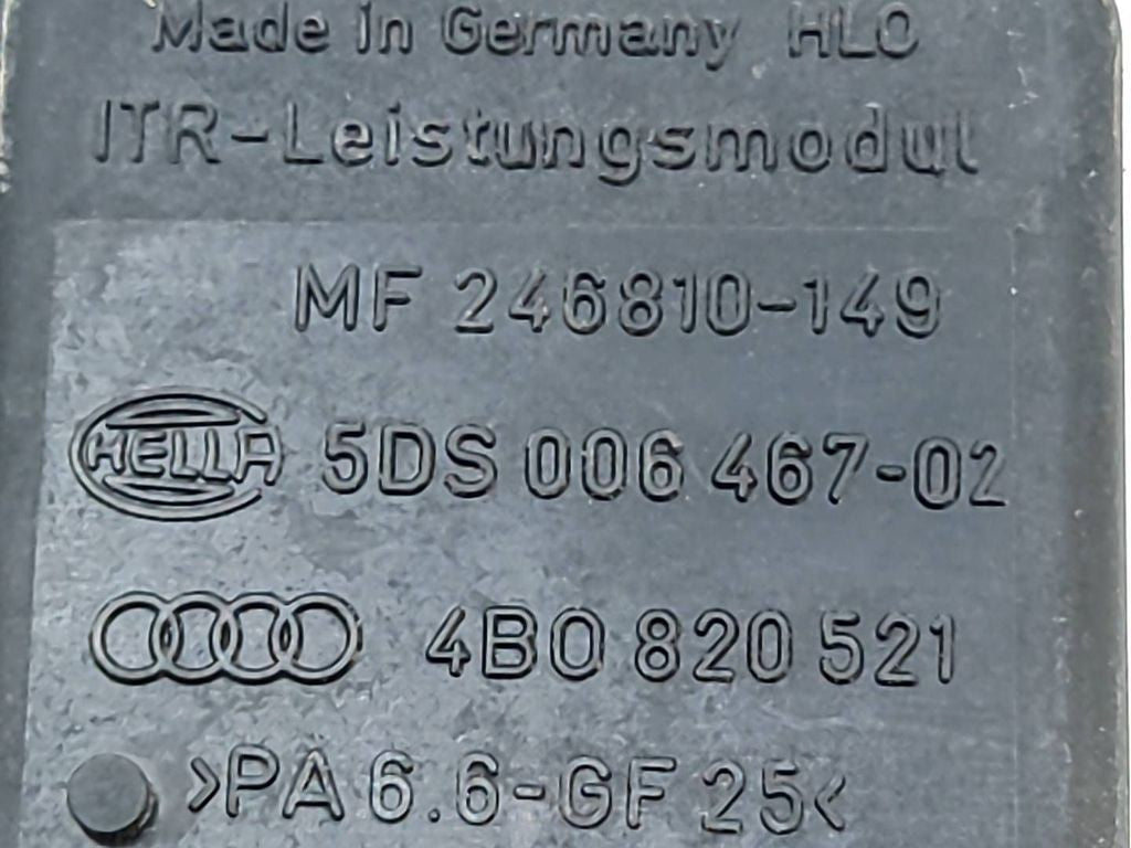 Audi A6 S6 C5 4B 2003 Heater regulator blower fan resistor 4B0820521 