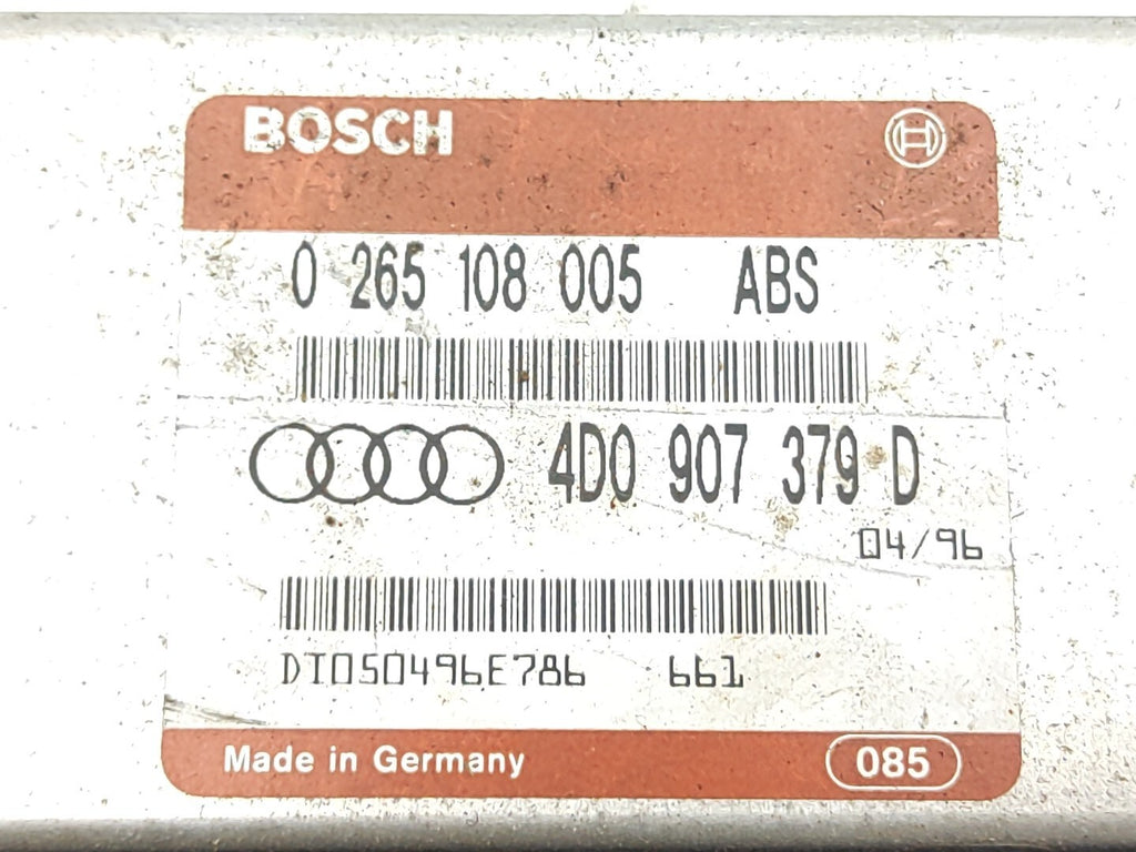Audi A4 B5 1.6i 74kW Petrol 2001 ABS Control Module ECU 0265108005 4D0907379D
