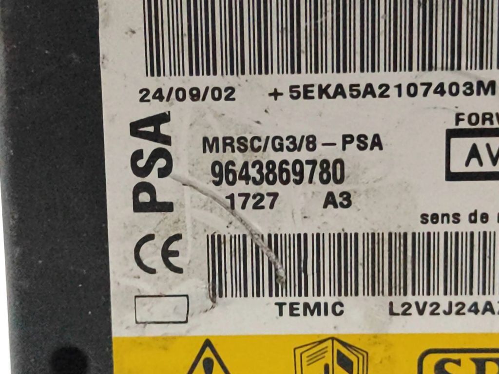 Peugeot 607 2.2i 2002 Safety Control unit module 9643869780 