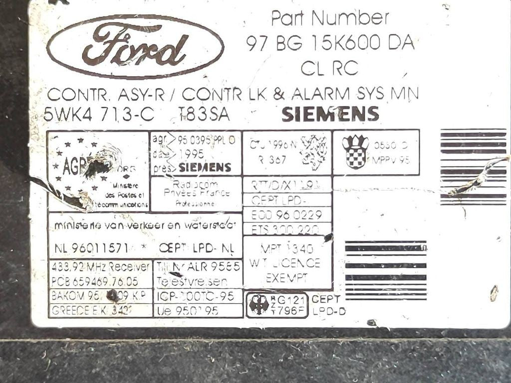 Ford Mondeo MK II 1997 Comfort convenience body module 97BG15K600DA 