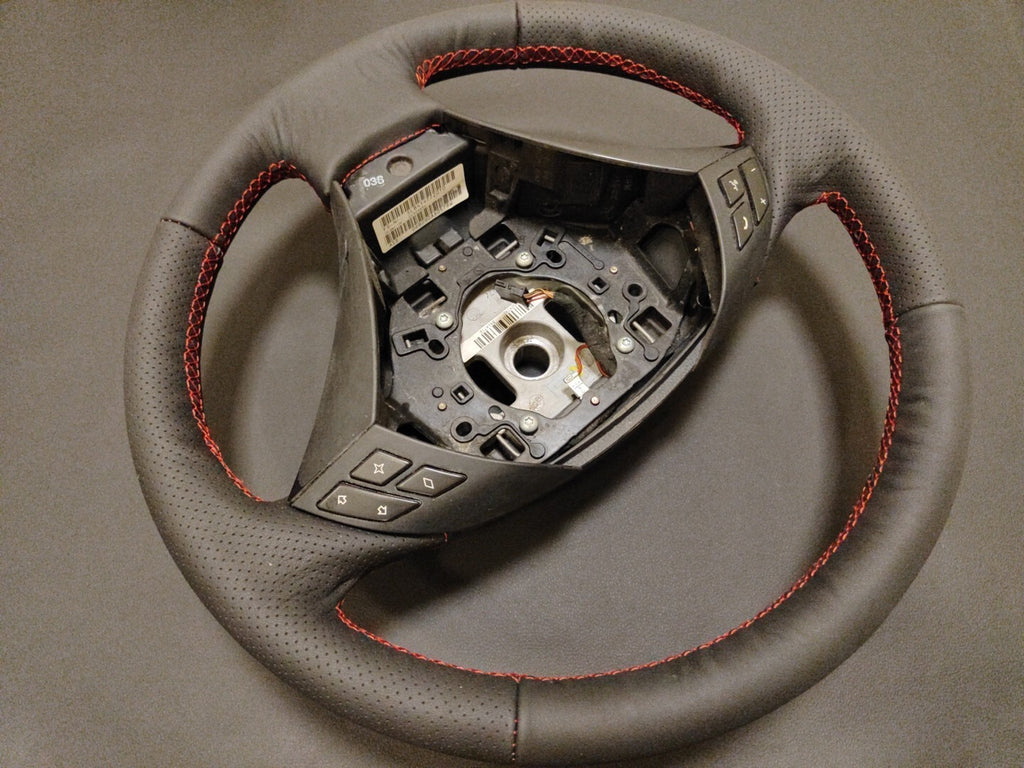 BMW 5 Series 3.0D E60 E61 Steering Wheel Red Stitch New Leather Cover
