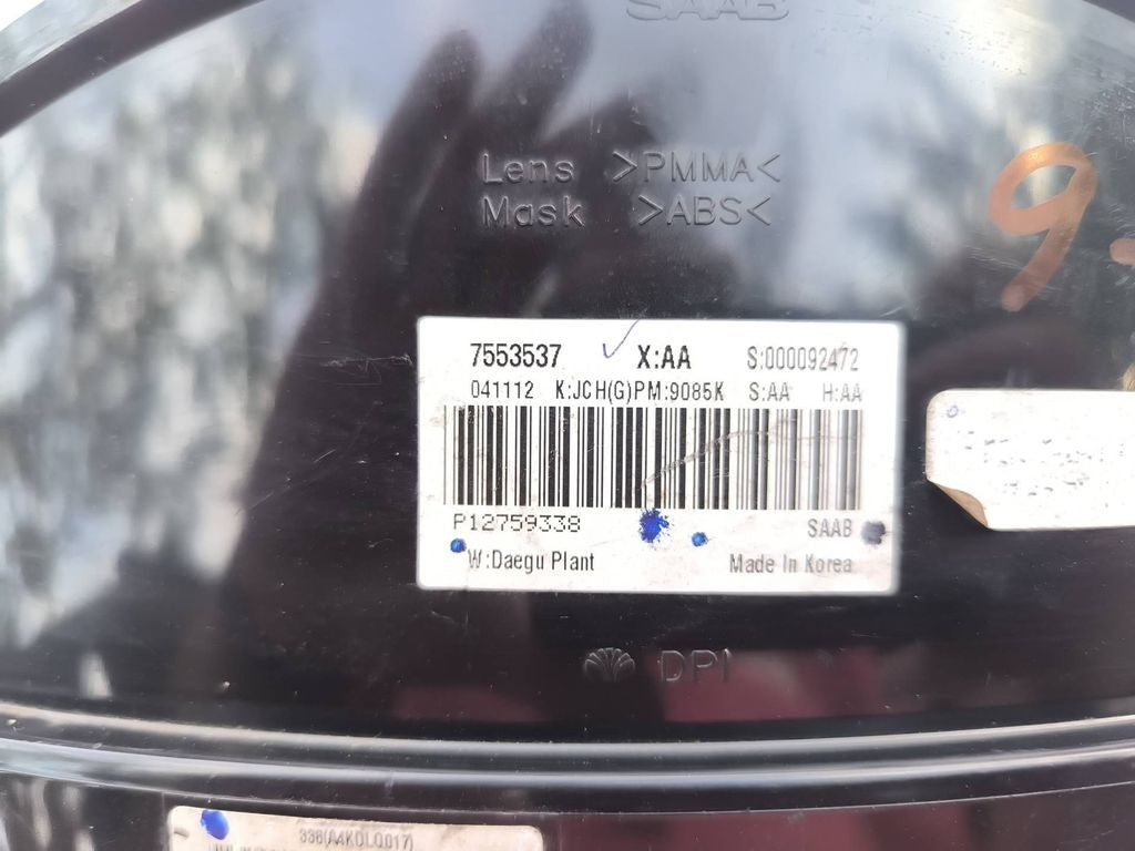 Saab 9-3 Ver1 2005 Diesel speedometer instrument cluster P12759338 
