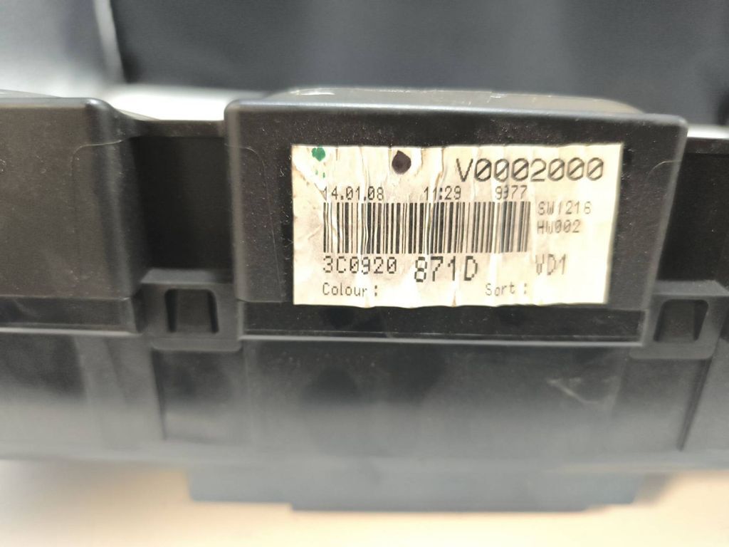 Volkswagen PASSAT B6 Petrol 2007 speedometer instrument cluster 3C0920871D 
