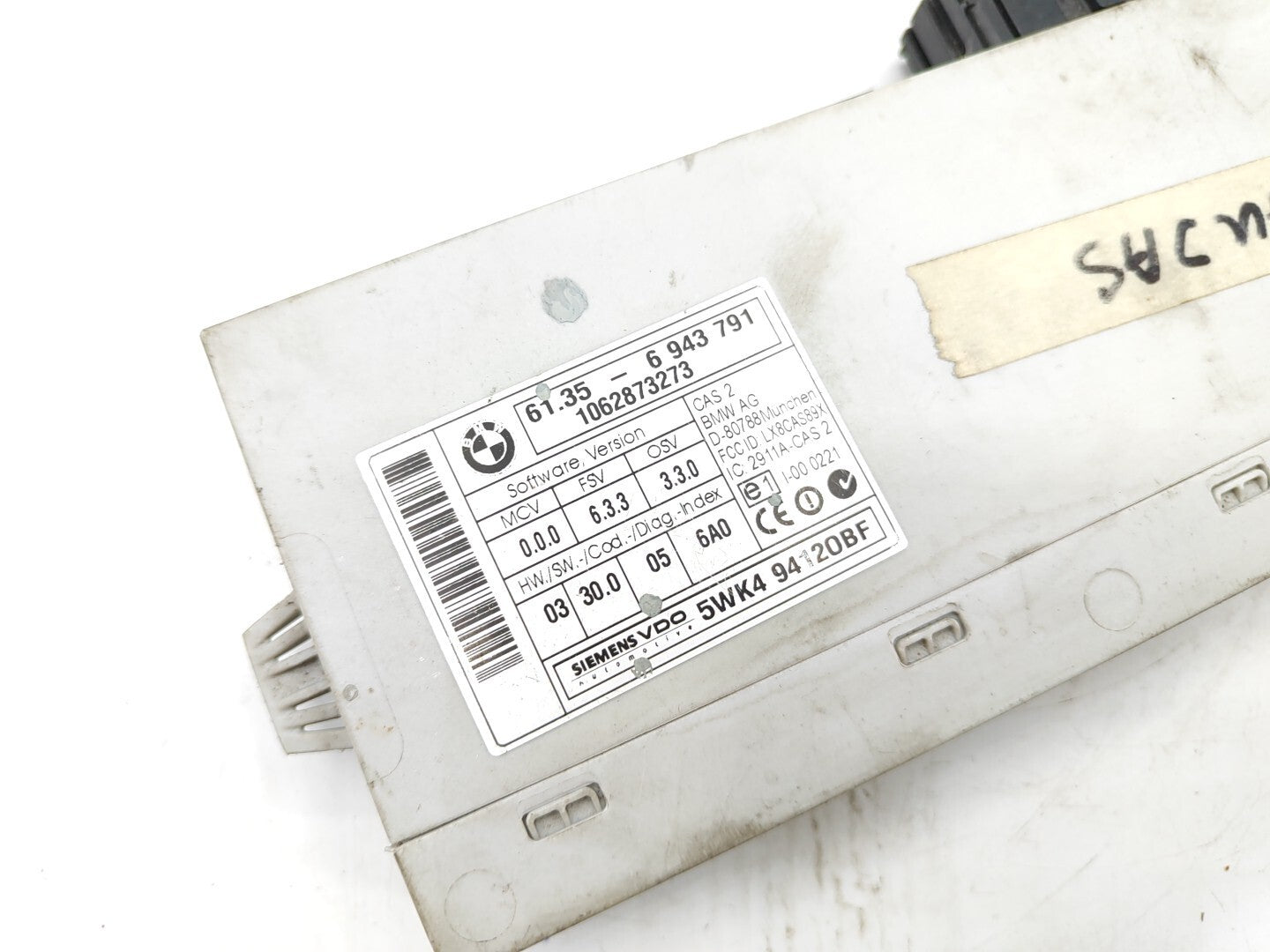 BMW E90 E91 320D 2006 Diesel Engine CAS2 ECU 6943791 61356943791