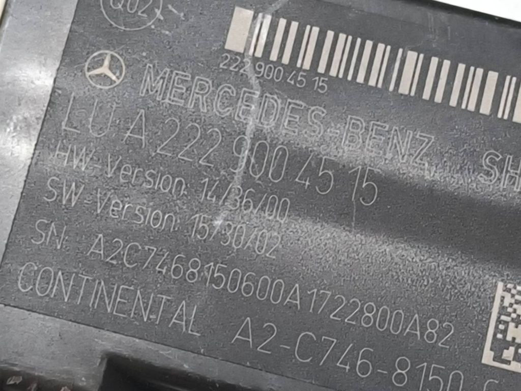 Mercedes-Benz S W222 2015 Seat heating relay A2229004515 
