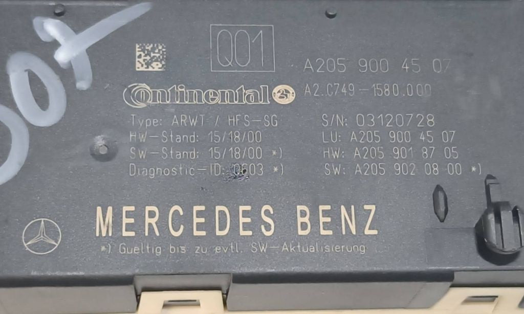 Mercedes-Benz GLC C253 2018 Tailgate trunk control unit module A2059004507