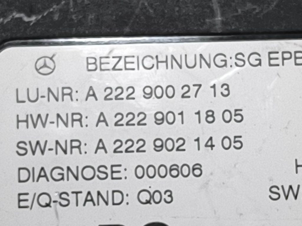 Mercedes-Benz S W222 2014 Hand brake control module A2229002713 